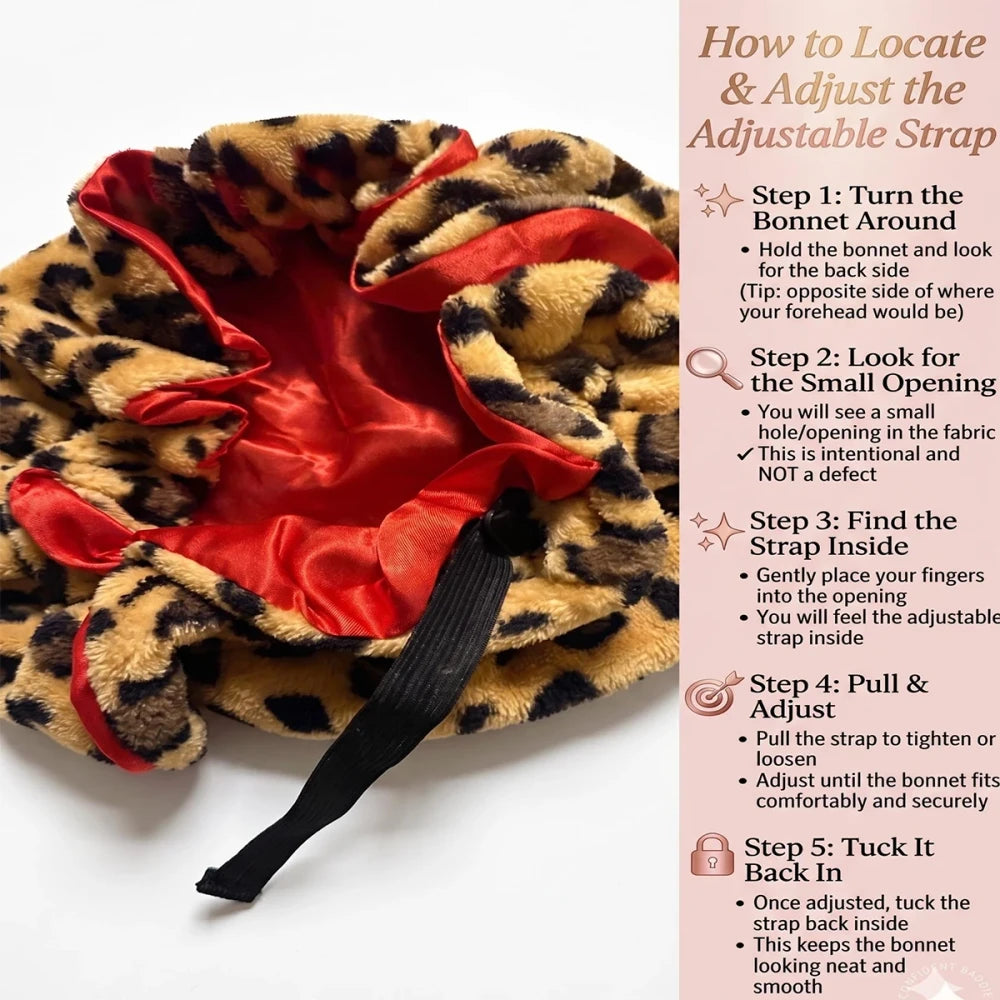 Leopard Print Satin Lined Sleep Bonnet