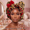 Leopard Print Satin Lined Sleep Bonnet