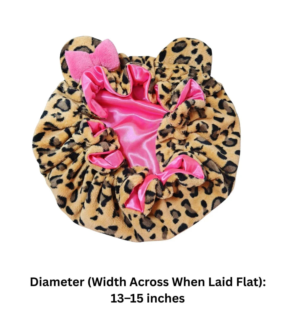 Leopard Print Satin Lined Sleep Bonnet