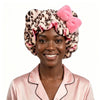 Leopard Print Satin Lined Sleep Bonnet