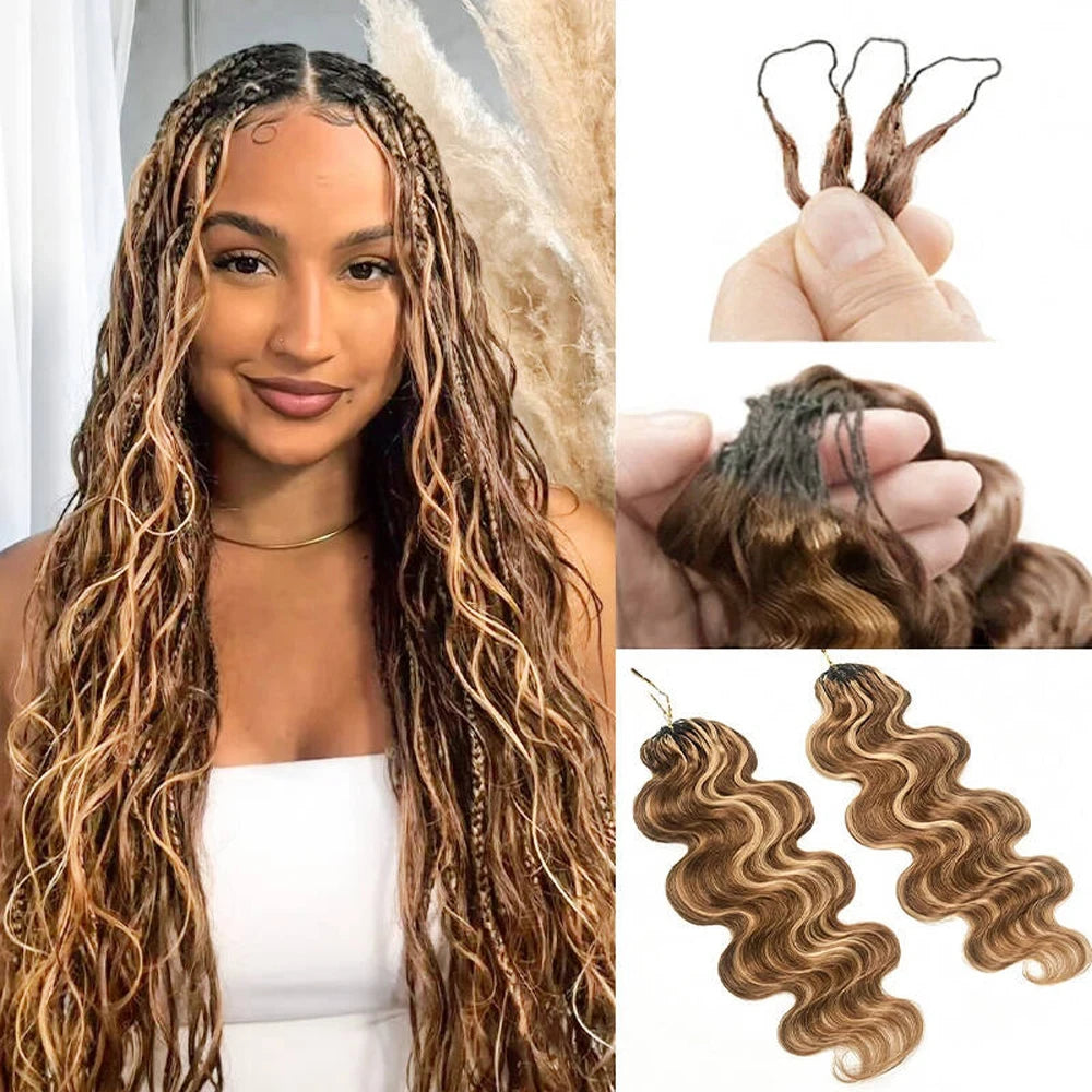Boho Feathered Human Hair Crochet Extensions