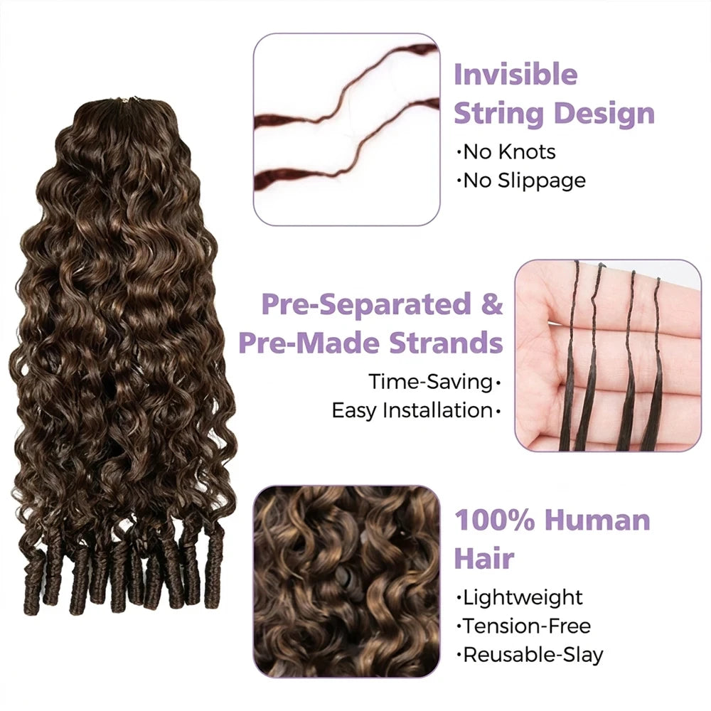 Chocolate Brown Burmese Curly Human Hair Crochet Braids