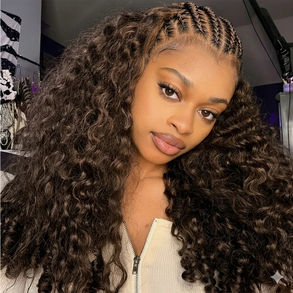 Chocolate Brown Burmese Curly Human Hair Crochet Braids