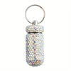 Portable Rhinestone Pill Container Keychain