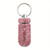Portable Rhinestone Pill Container Keychain