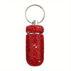 Portable Rhinestone Pill Container Keychain