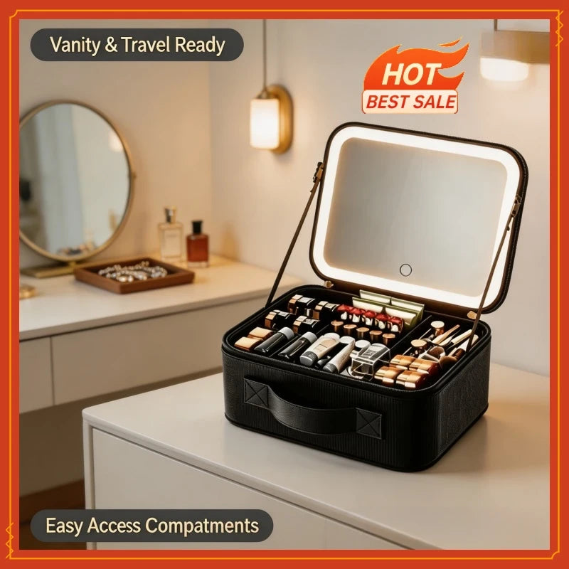 Portable Waterproof Makeup Train Case