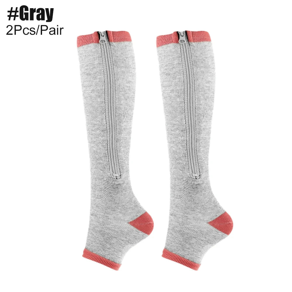 Zippered Knee High Compression Socks