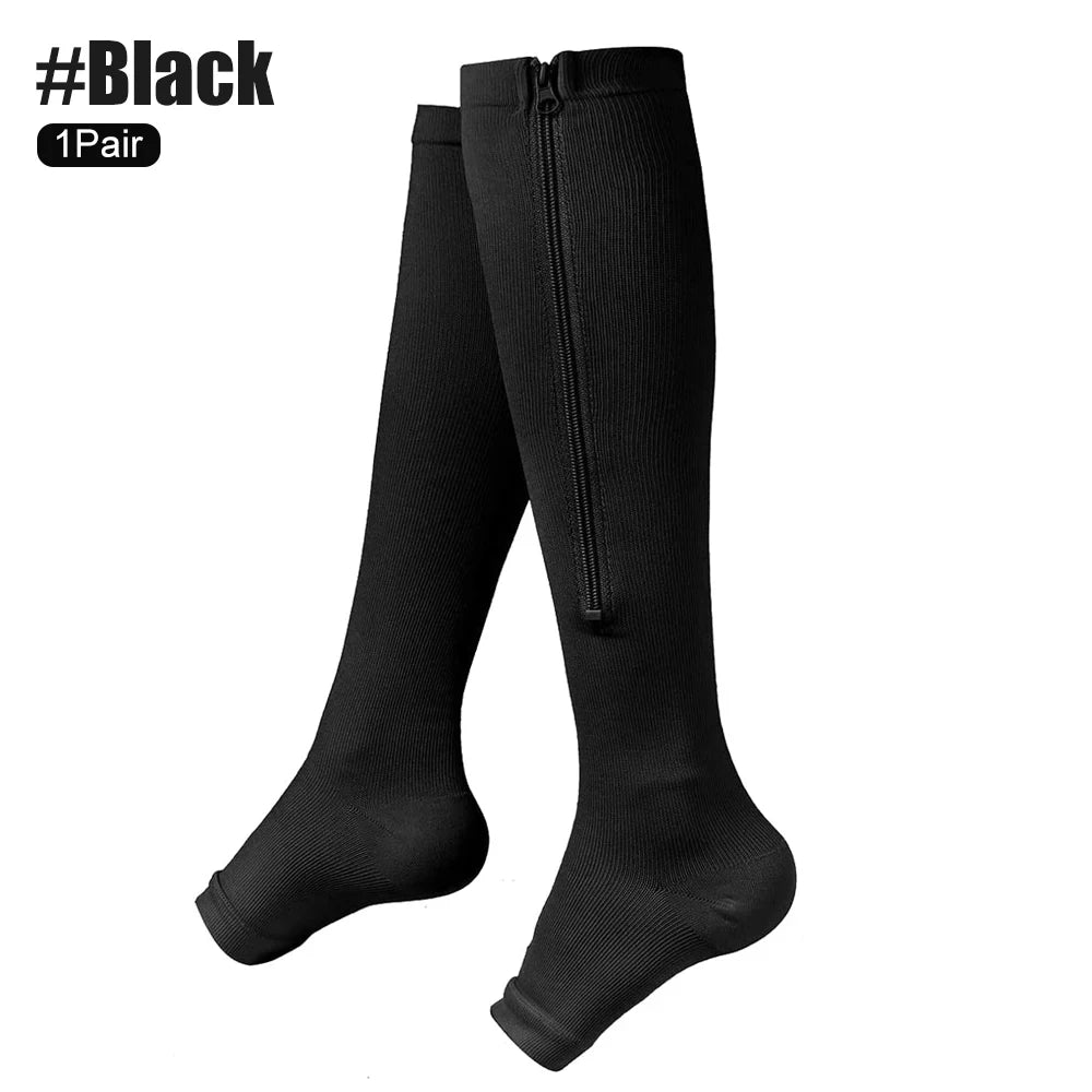 Zippered Knee High Compression Socks