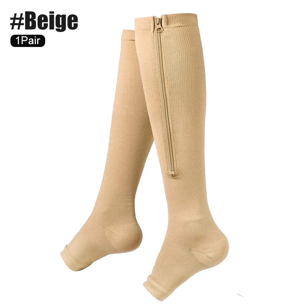 Zippered Knee High Compression Socks