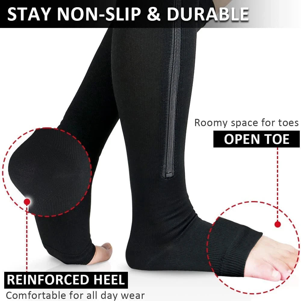 Zippered Knee High Compression Socks