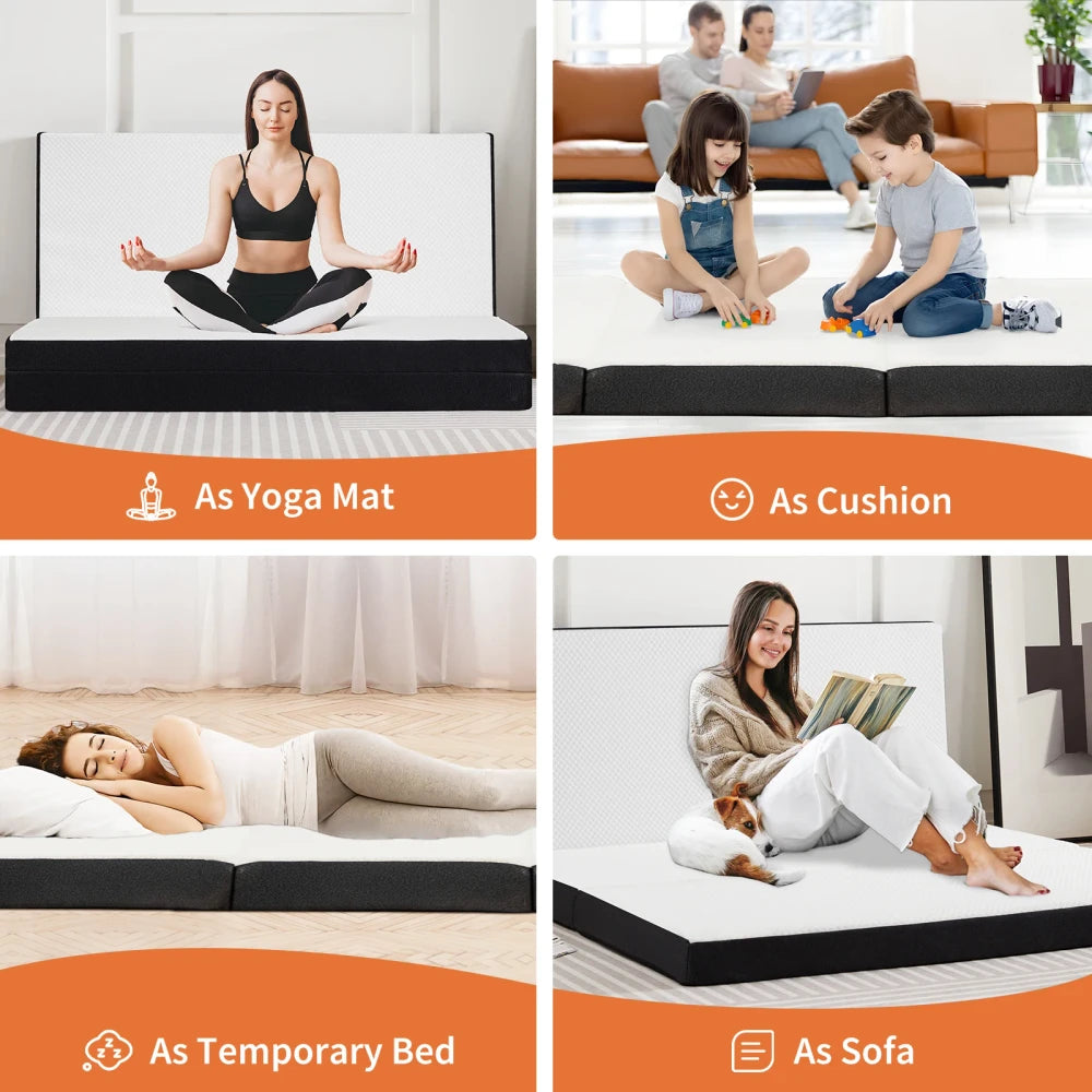 Portable Tri-Fold Memory Foam Mattress