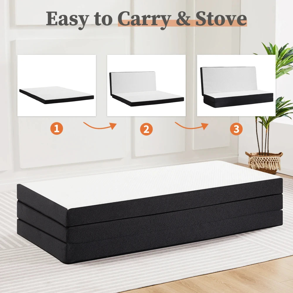 Portable Tri-Fold Memory Foam Mattress